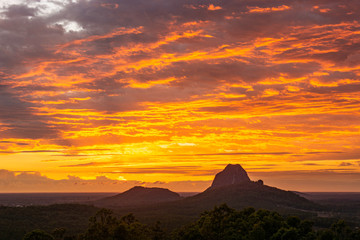 Sunrise over Tibrogargan, Glasshouse Mountains, Queensland, Australia