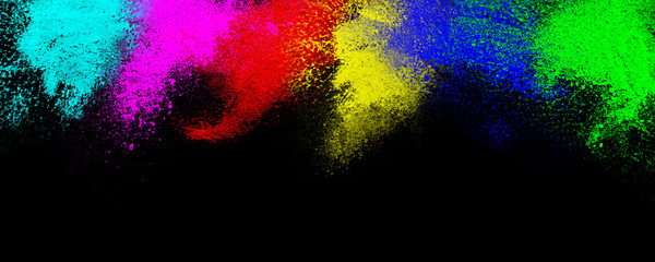 Colorful powder blast effect illustration with black background colorful background.
