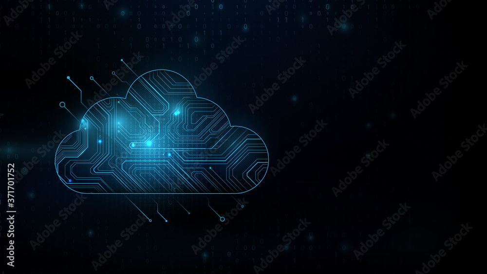 Aufkleber Cloud computing technology internet storage concept with circuit board. Internet data services. Vector illustration