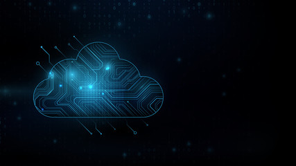 Cloud computing technology internet storage concept with circuit board. Internet data services. Vector illustration