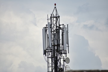 telecommunication tower with antennas