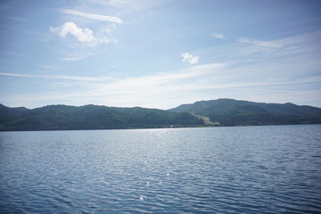 A calm lake in the morning in Japan, Nagano, Aoki lake