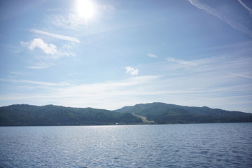 A calm lake in the morning in Japan, Nagano, Aoki lake