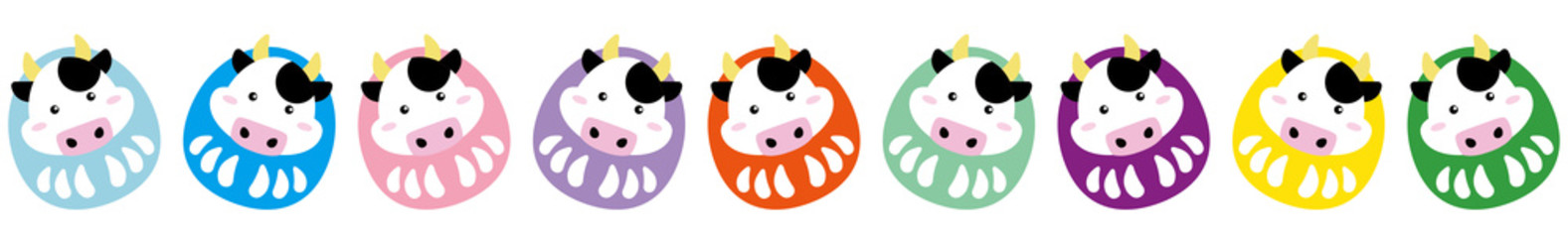 牛03_04（新年・年賀状素材に使えるダルマの牛）