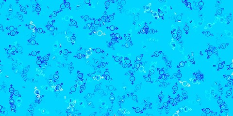 Light BLUE vector backdrop with woman's power symbols.