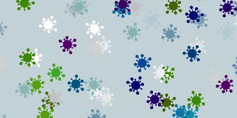 Light blue, green vector template with flu signs.