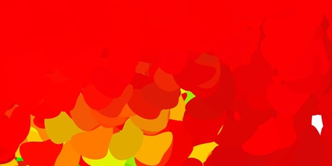 Dark green, red vector background with random forms.