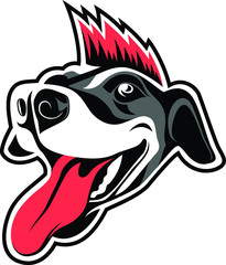 Punk dog with Red Hair Mohawk Style