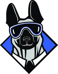 Berger Dog with Goggles Cartoon Character