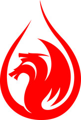 Double Head Dragon In Drop of Liquid Shape