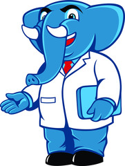 Doctor Elephant Cartoon Character Mascot