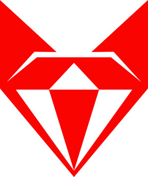 Simple Abstract Design of Red Fox Head with Diamond Shape
