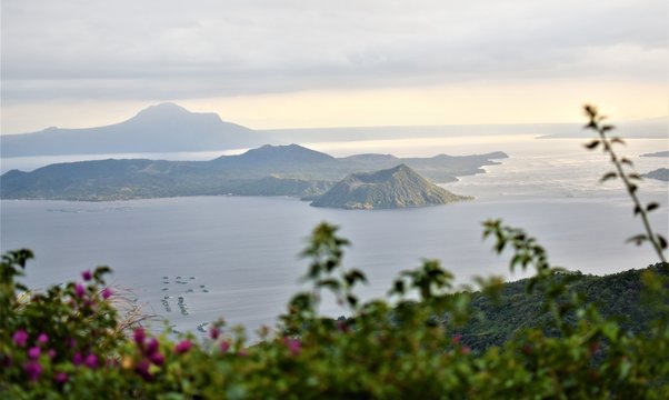 The famous Taal Volcano in the Philippines, sitting on an island within a lake within an island, is a popular getaway for Manila tourists