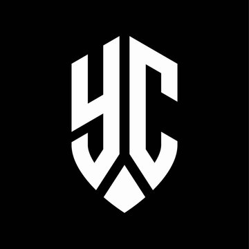 yc logo monogram with emblem shield style design template