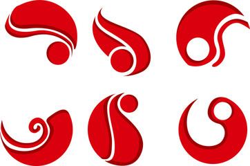 Set of Vector Design of an Abstract Logo in Red