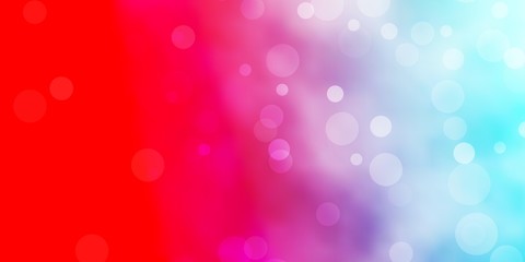 Light Blue, Red vector texture with disks. Abstract decorative design in gradient style with bubbles. Design for posters, banners.
