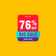 76 discount, Sales Vector badges for Labels, , Stickers, Banners, Tags, Web Stickers, New offer. Discount origami sign banner