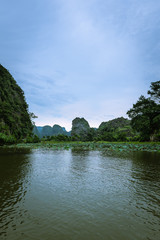 River and mountain range outside of Hua Lu, Northern Vietnam