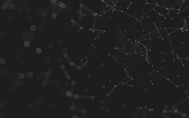Fototapeta premium Abstract background. Molecules technology with polygonal shapes, connecting dots and lines. Connection structure. Big data visualization.
