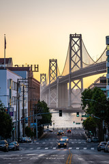 Fototapeta premium Harrison Street and the Bay Bridge