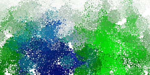 Light green vector pattern with colored snowflakes.
