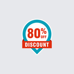 80 discount, Sales Vector badges for Labels, , Stickers, Banners, Tags, Web Stickers, New offer. Discount origami sign banner