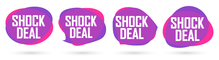 Shock Deal, set sale bubble banners design template, discount tags, vector illustration