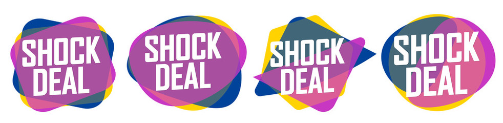 Shock Deal, set sale bubble banners design template, discount tags, vector illustration
