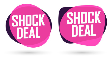 Shock Deal, set sale bubble banners design template, discount tags, vector illustration