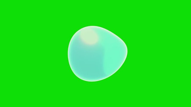 Looped cartoon water bubble object on green screen background.