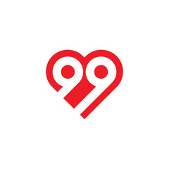 ninety-nine Love Logo Vector - obrazy, fototapety, plakaty