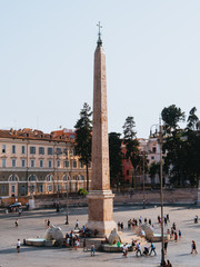 Egyptian obelisk of Ramesses II and The Piazza del Popolo, looking west from the Pincio