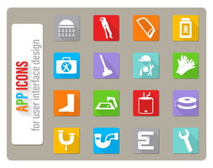 plumbing service icon set