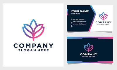 Abstract and minimalist flower logo, natural beauty logo design vector with business card template