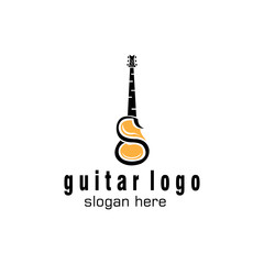 guitar illustration logo music initial s design template vector