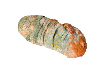 moldy bread isolated. white background