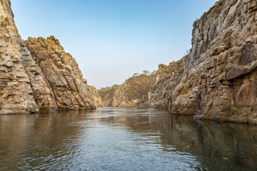 Bhedaghat  Jabalpur Madhya Pradesh  View of River Narmada with Beautiful   Marble Rocks 