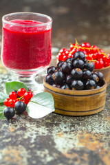 Berries from the garden, in summer on an old background.