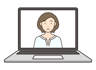 Fototapeta na wymiar パソコンの画面に映る女性