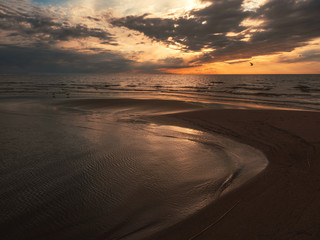 Fototapeta na wymiar Breathtaking sunset at sea in northern Europe