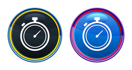 Stopwatch icon artistic glassy round buton set illustration