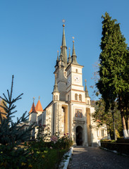 Long shot, Saint Nicholas Church, Romanian Orthodox church in Braşov, where the first school of Romania located in the area.