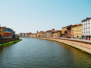 Naklejka na ściany i meble Panoramic View of Pisa City from Ponte di Mezzo