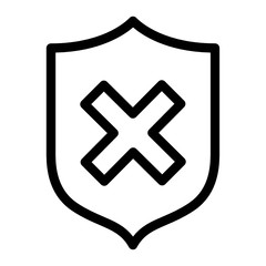 Unsecure, Declined, Cross, Failure, Shield Icon