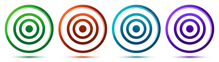 Target icon artistic frame round button set illustration