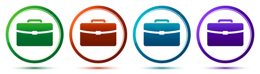 Briefcase icon artistic frame round button set illustration