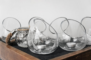 Set of glass candlesticks
