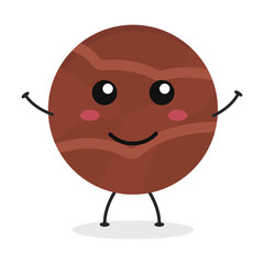 Cute flat cartoon chocolate ball illustration. Vector illustration of cute chocolate ball with a smiling expression.