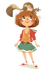 little girl with a pet