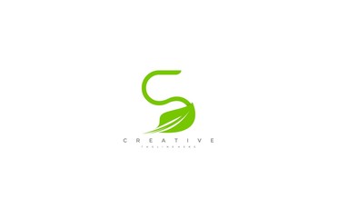 Fototapeta premium Creative Design Vector Leaf Letter S Minimalism Monogram Logo Design